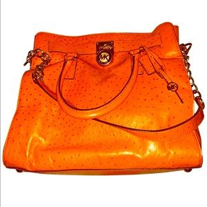 Michael Kors Hamilton Orange Leather Satchel